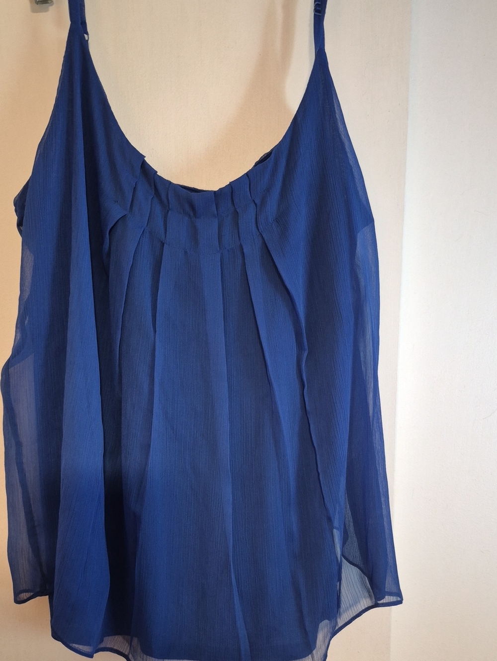 New York & Company Royal Blue Pleated Chiffon Cami